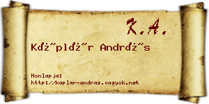 Káplár András névjegykártya