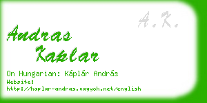 andras kaplar business card